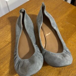 J Crew Grey Suede Ballet Flats